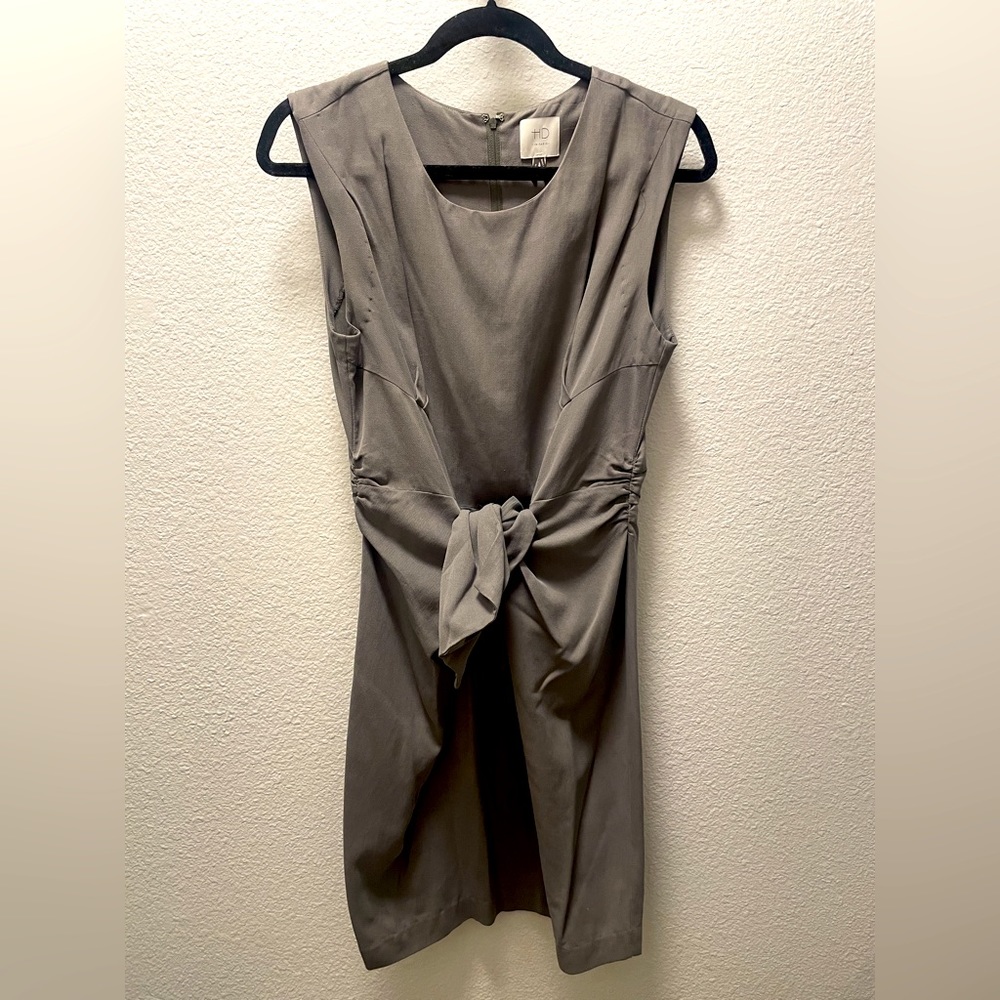 HD in Paris Grey Sheath Dress with Front Tie